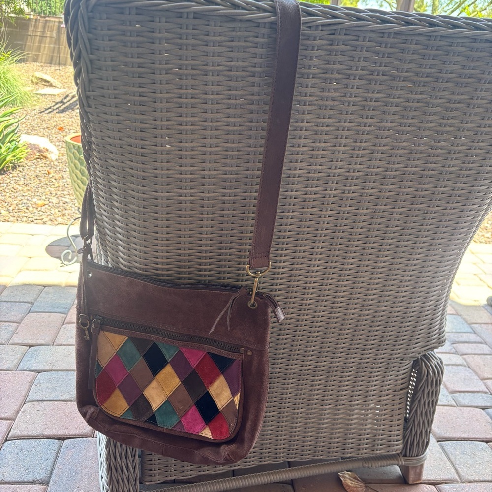 Fossil Brown Suede Leather Shoulder Bag